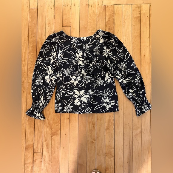 ba&sh Sessee Noir Black Floral Blouse - Picture 8 of 11